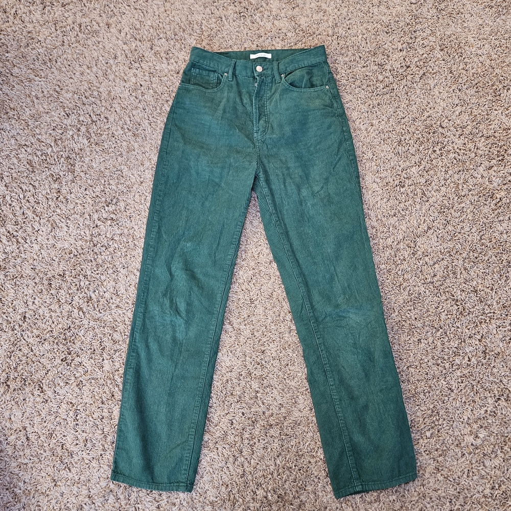 Pacsun‎ Dad Jeans Womens Size 28 Green Corduroys Straight Leg Button Fly